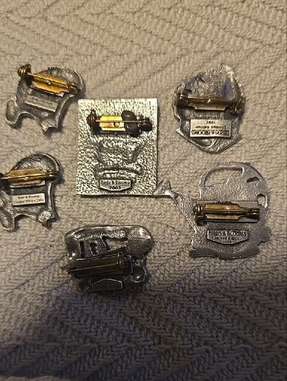 Vintage Silver Garden-Themed Lapel Pins - Silver